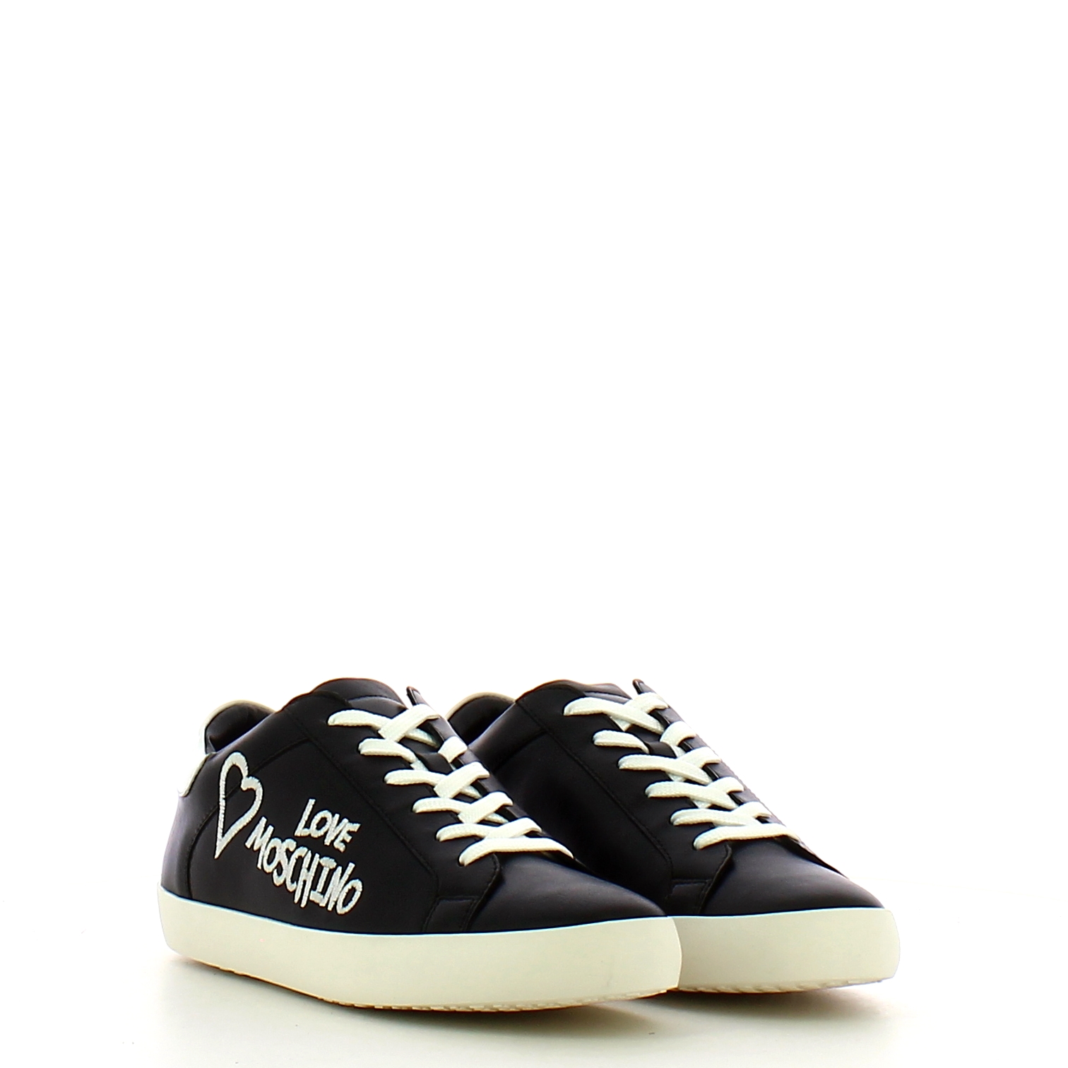 Sneakers in pelle Logo Emboidery Nero Bianco - 2