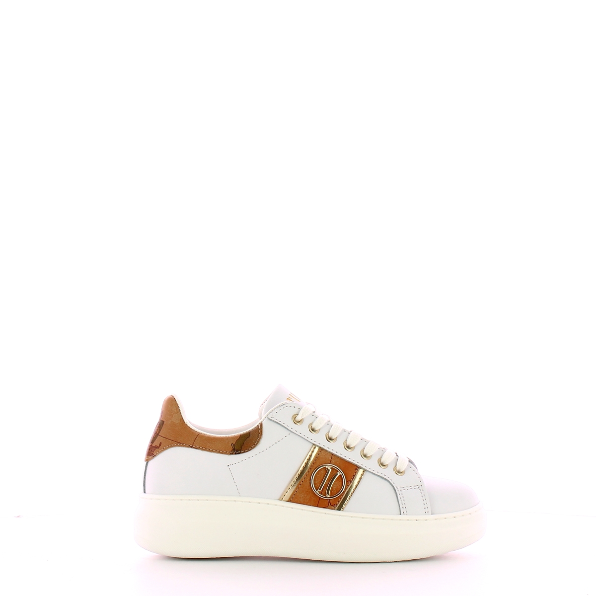 Sneakers in pelle stampa Geo Bianco - 1