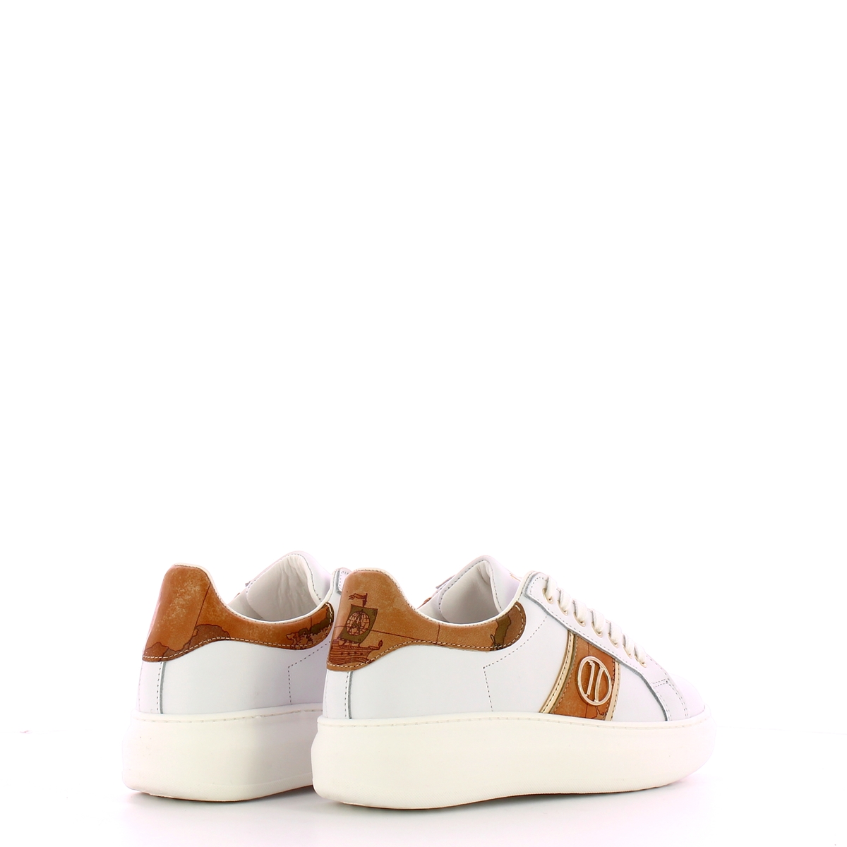 Sneakers in pelle stampa Geo Bianco - 3