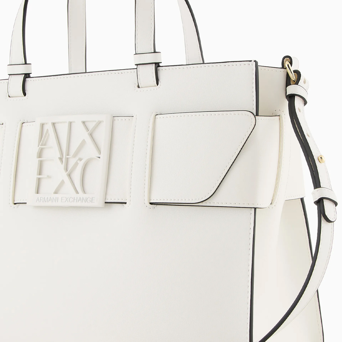 Armani Exchange Borsa a mano Grande con fibbia Optical White - 4