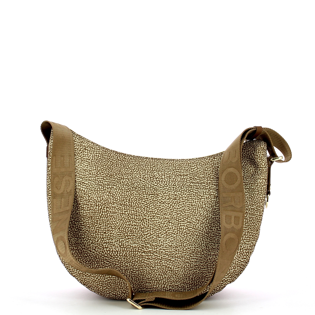 Borbonese Borsa Luna Bag Middle con taschino in Nylon Riciclato Beige Marrone - 3