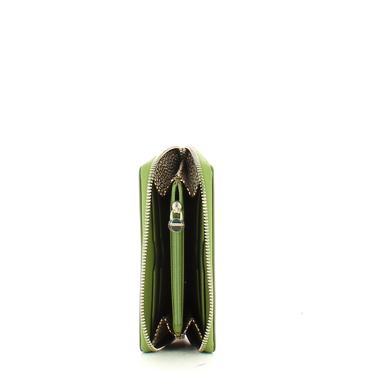 Borbonese Portafoglio Medium RFID Zip Around Verde Militare OP Naturale - 3