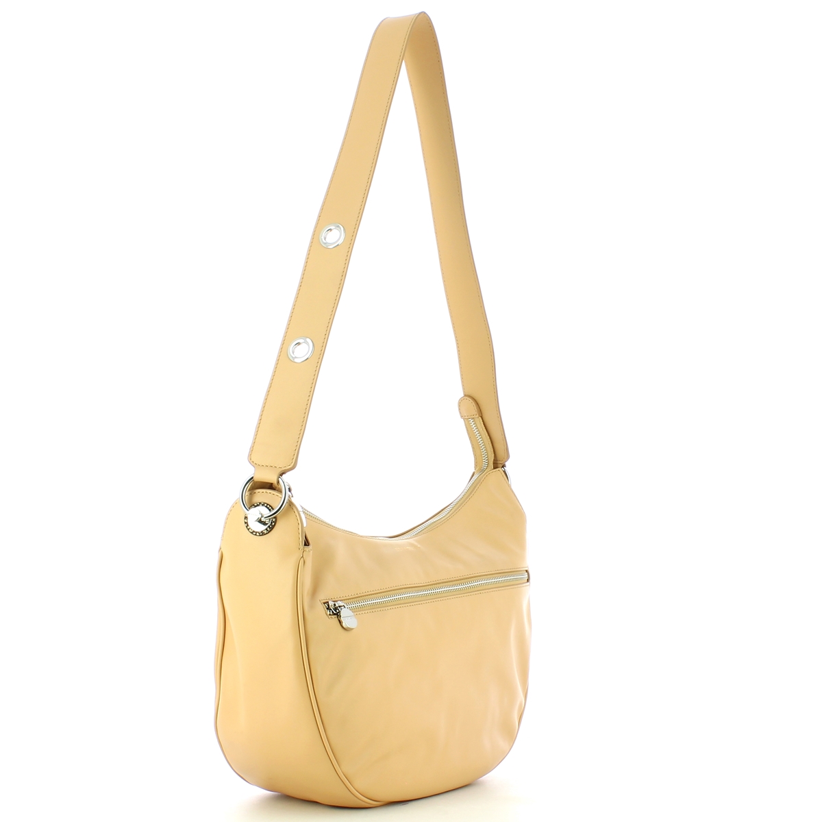 Borbonese Borsa Luna Bag Medium in pelle Beige OP Naturale - 2