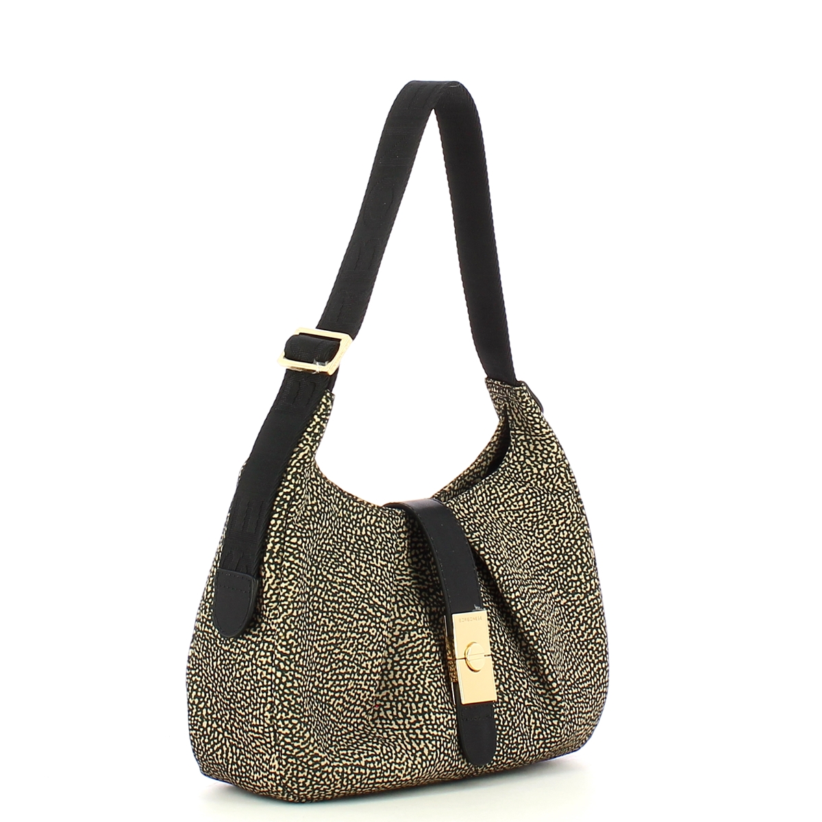 Borbonese Hobo Bag Cortina Small OP Naturale Nero - 2