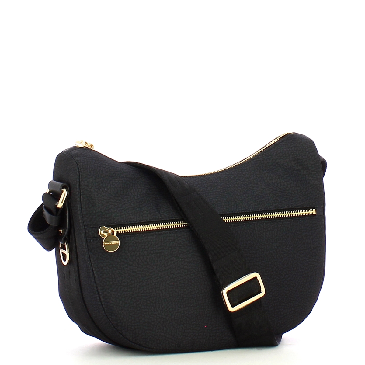 Borbonese Borsa Luna Bag Small con taschino in Nylon Riciclato Dark Black - 2