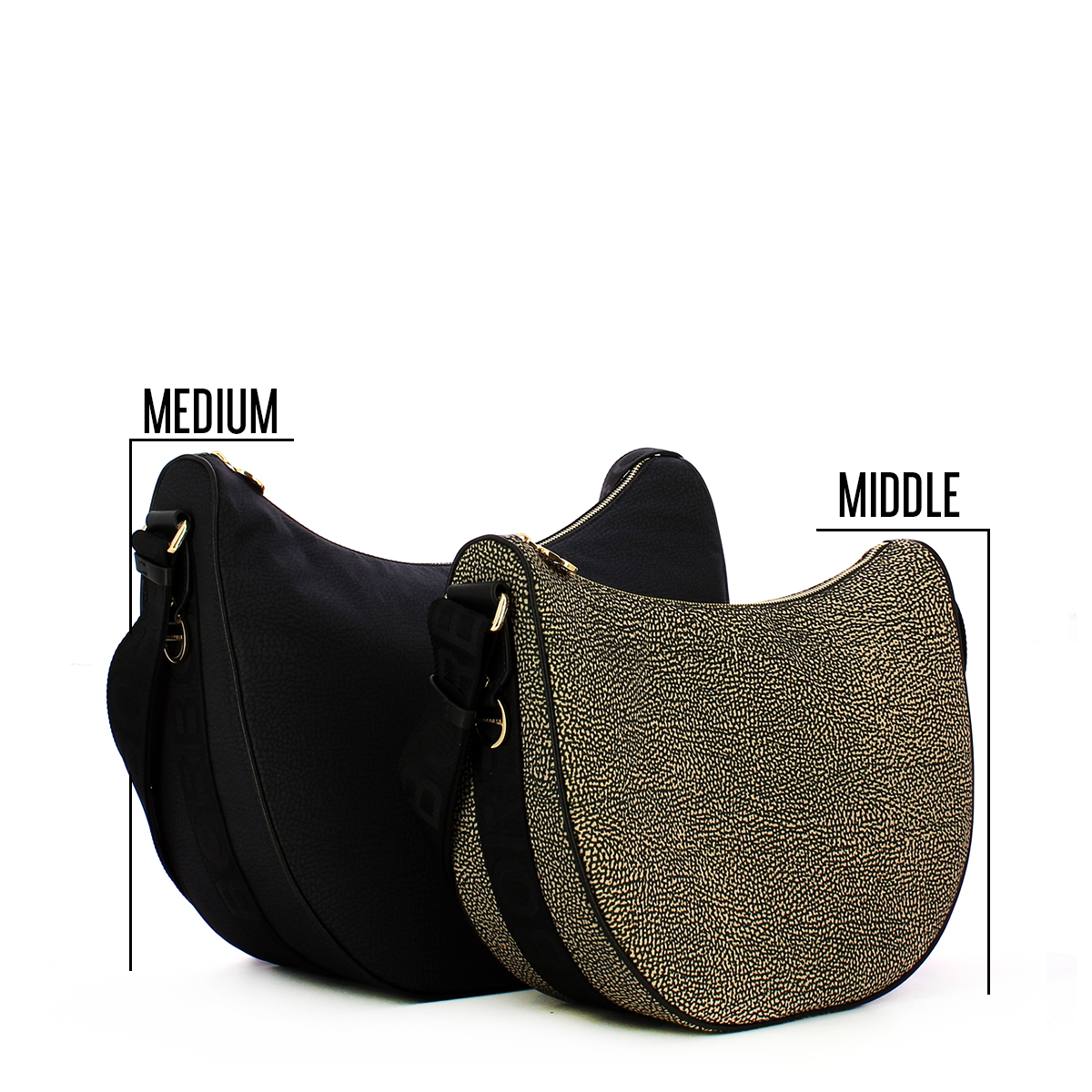 Borbonese Borsa Luna Medium in Nylon Riciclato OP Naturale Nero - 5