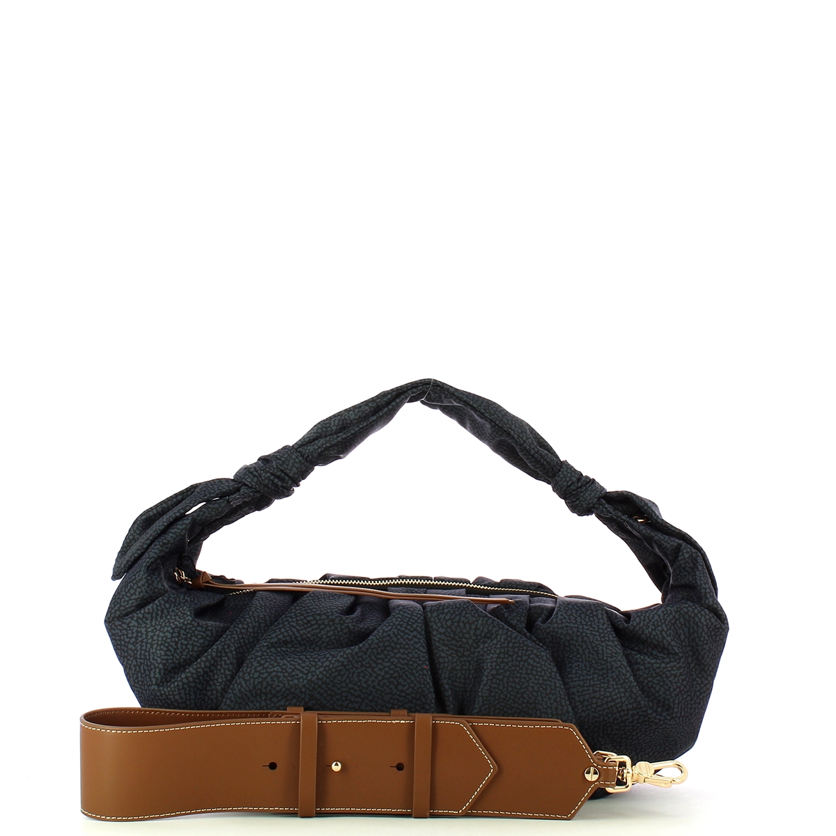 Borbonese Hobo Bag Duna Small Nero Marrone - 4