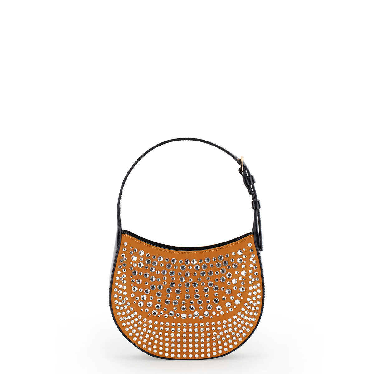 Borbonese Mini Hobo Bag 110 Swarovski Miele Nero - 3