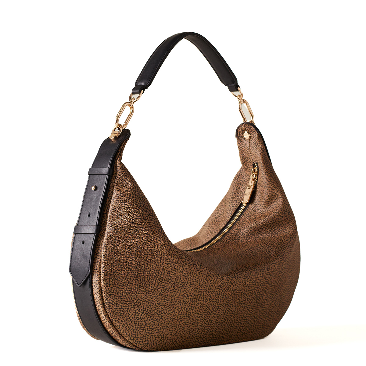 Borbonese Hobo Bag Medium OP Naturale Nero - 2