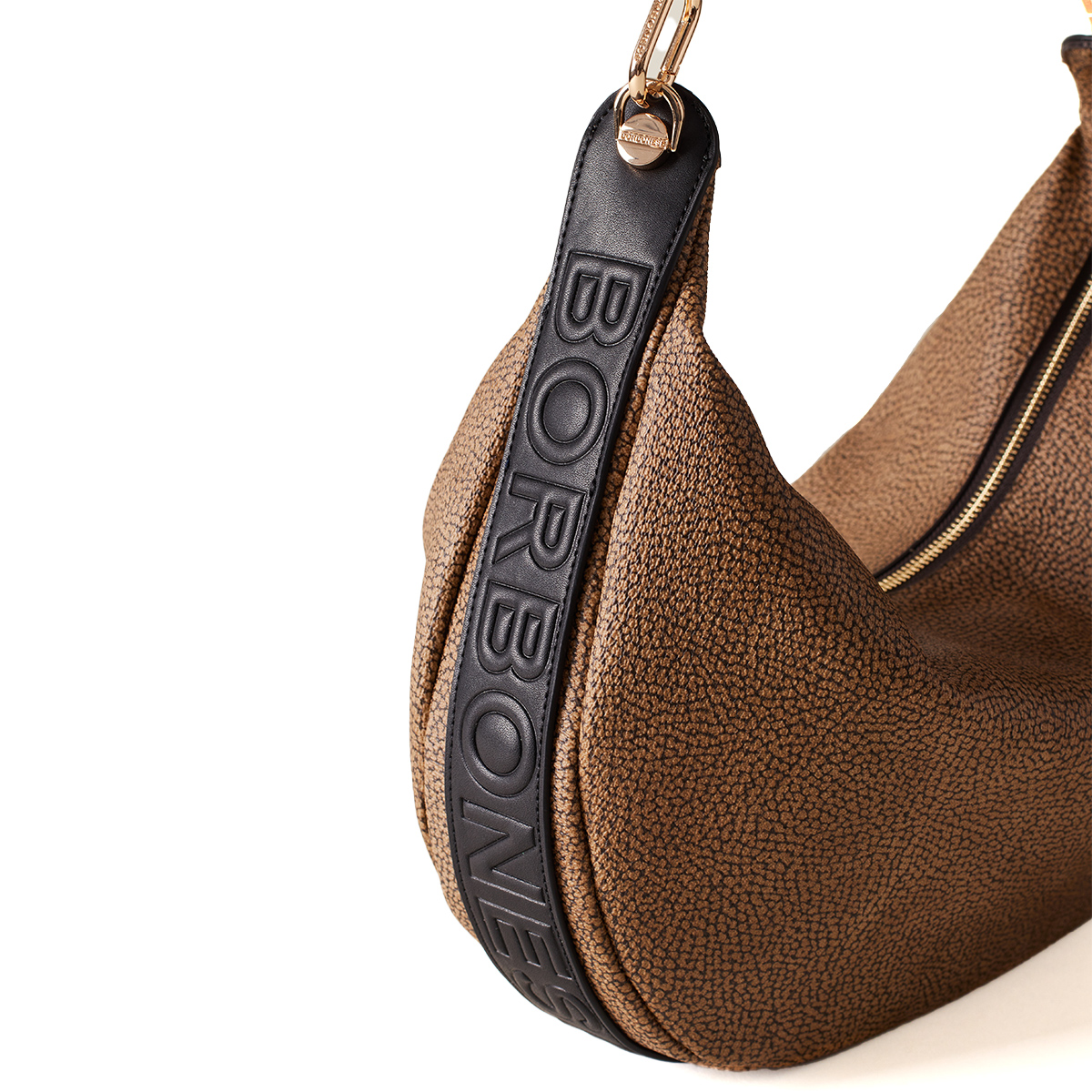 Borbonese Hobo Bag Medium OP Naturale Nero - 4