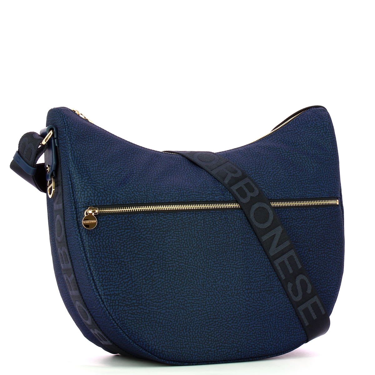 Borbonese Borsa Luna Bag Medium con taschino in Nylon Riciclato Blu - 2