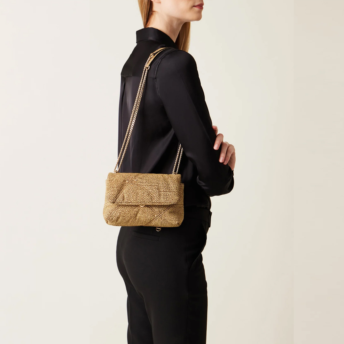 Borbonese Mini Borsa a tracolla Marseille in suede OP Naturale - 5