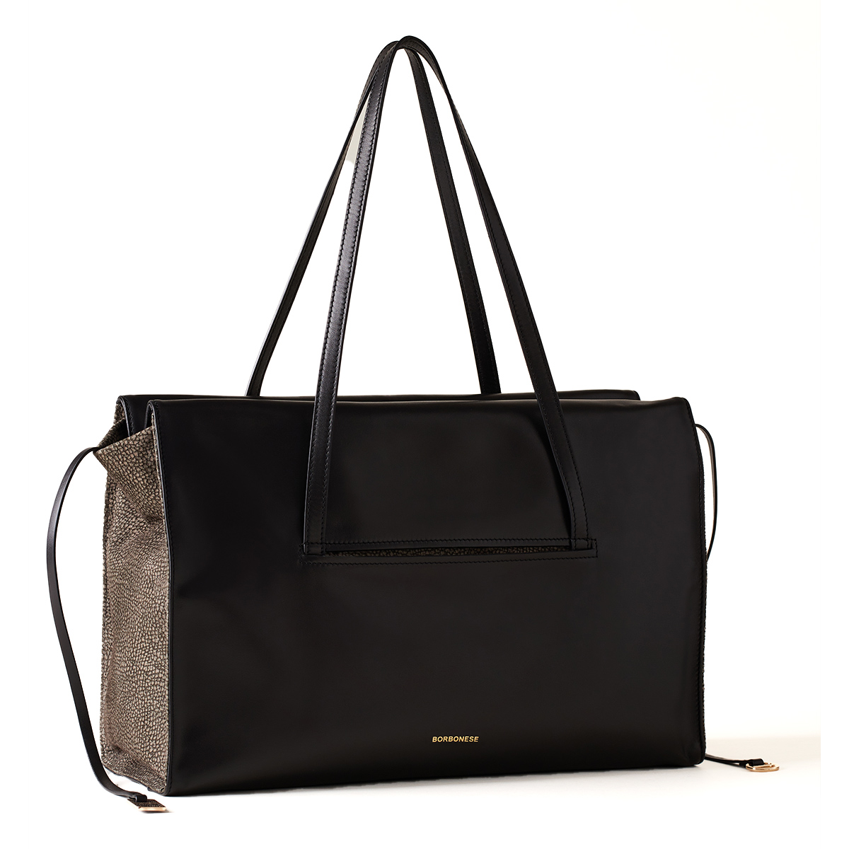 Borbonese Borsa a spalla Livre Large Nero Clay Grey - 2