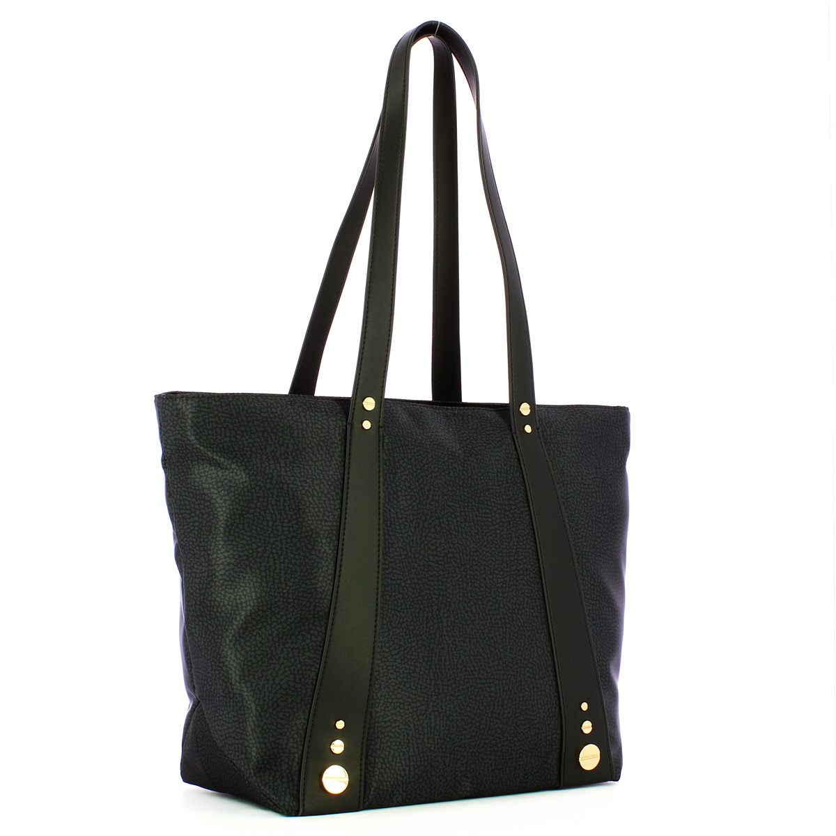 Borbonese Shopping Bag Medium Road Dark Black - 2