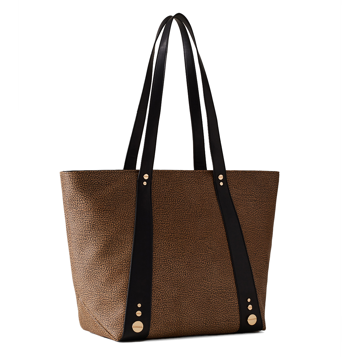 Borbonese Shopping Bag Medium in tela rivestita OP Naturale Nero - 2