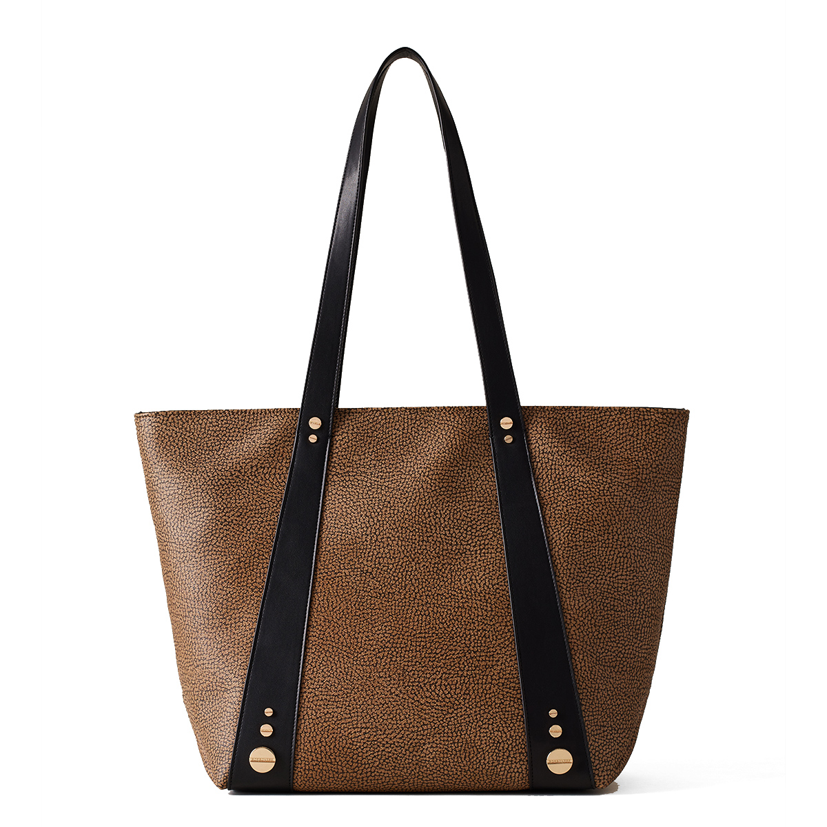 Borbonese Shopping Bag Medium in tela rivestita OP Naturale Nero - 3