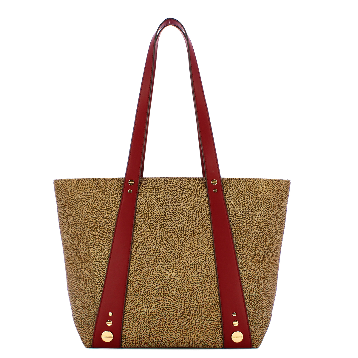 Borbonese Shopping Bag Medium in tela rivestita OP Naturale Borgogna - 3