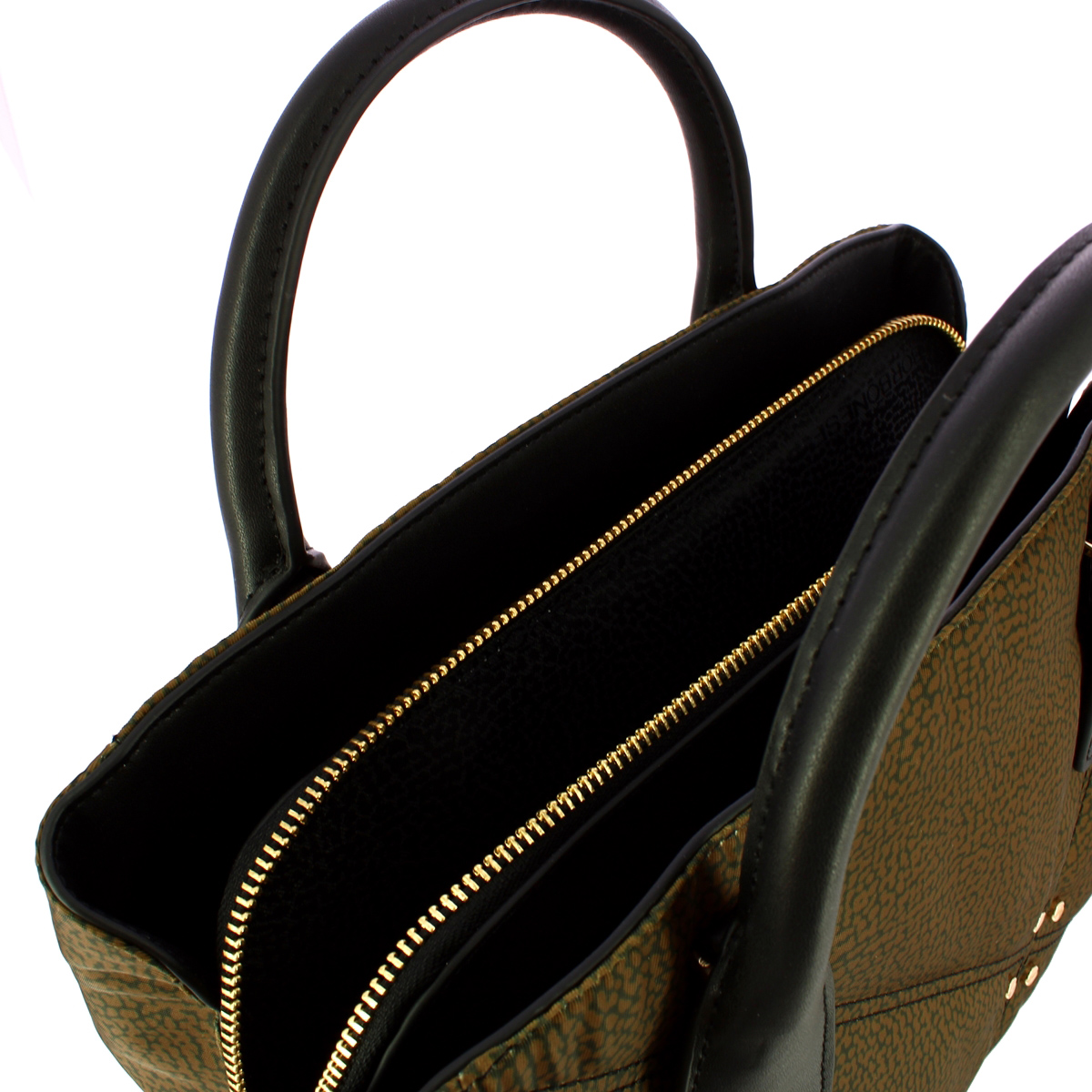 Borbonese Borsa a mano Quarter Medium in Nylon Castagna Nero - 5