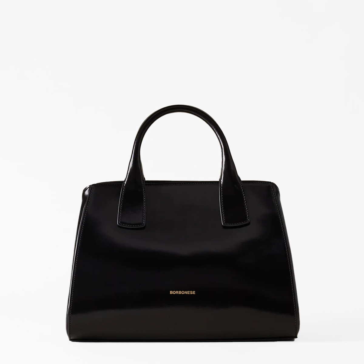 Borbonese Borsa a mano Quarter Medium in pelle Nero OP Naturale - 3