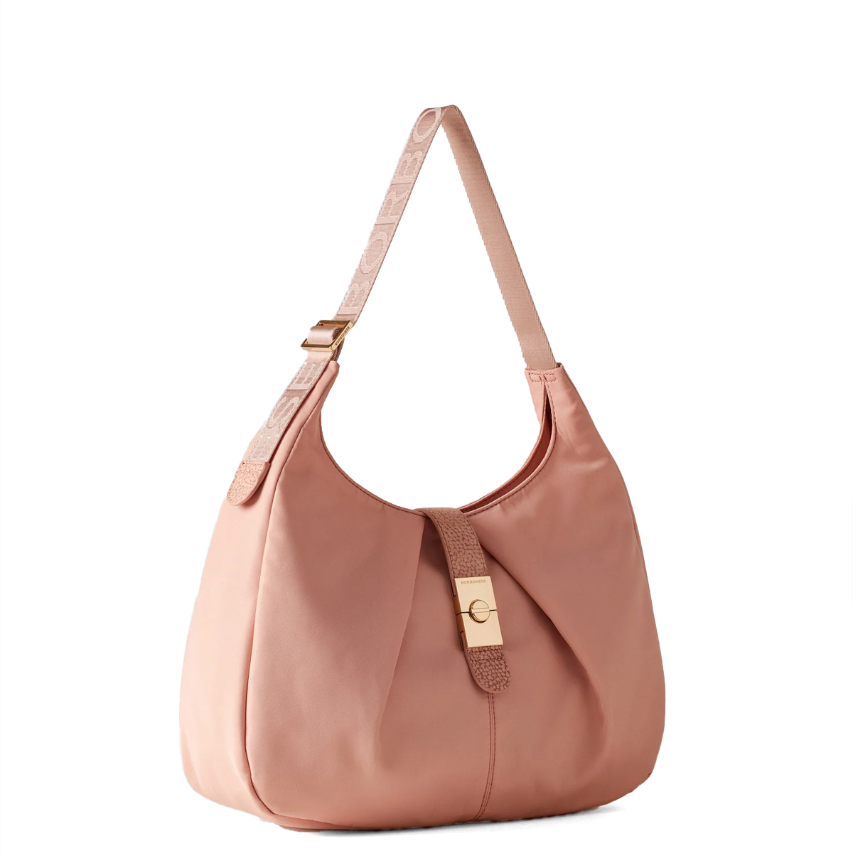 Borbonese Hobo Bag Cortina Medium in Nylon Blush - 2