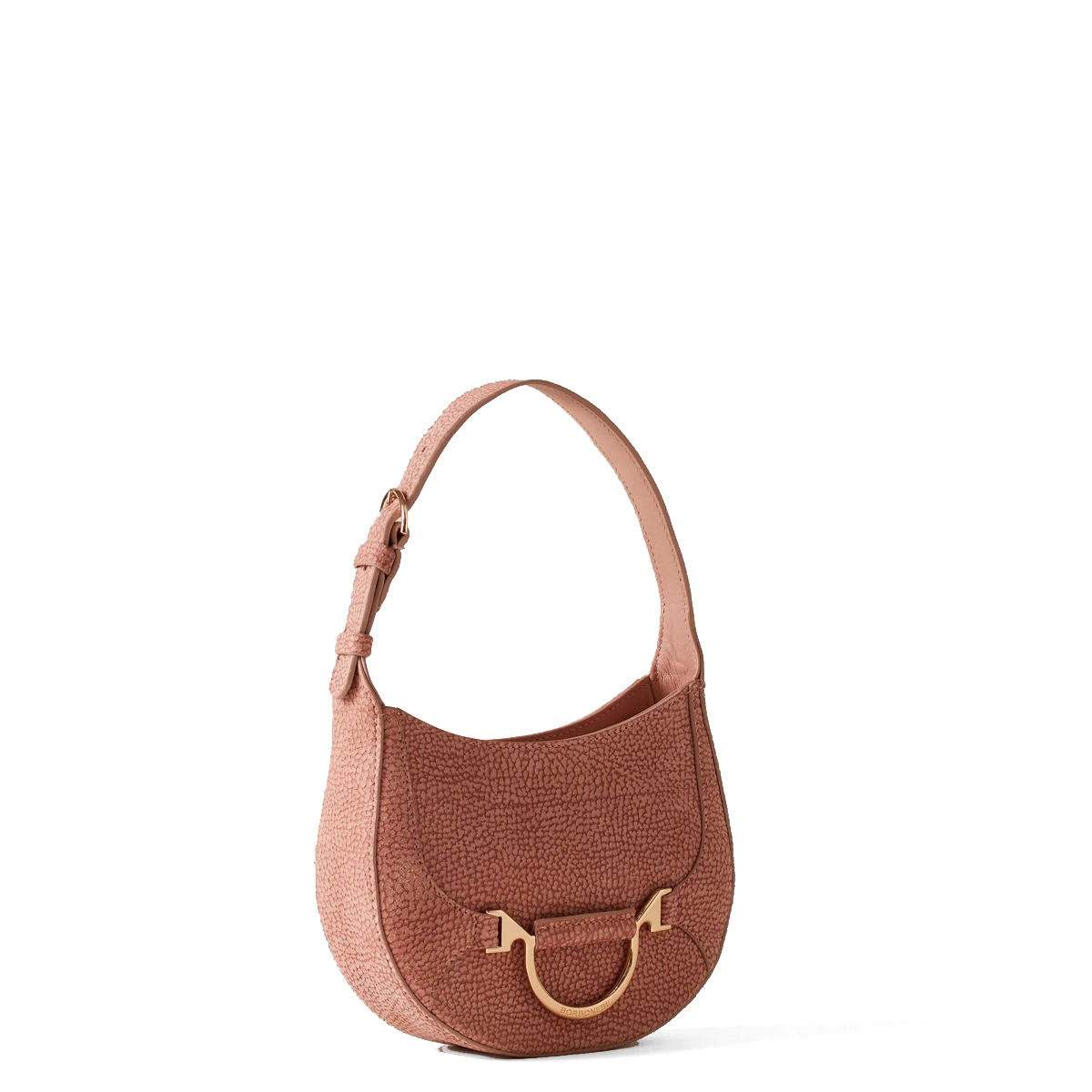 Borbonese Mini Hobo Bag 110 in camoscio Blush - 2