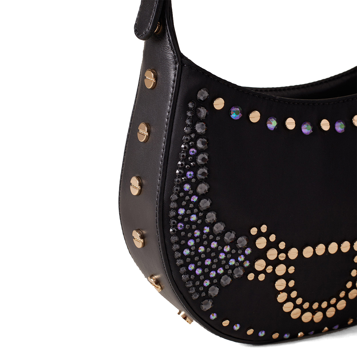 Borbonese Mini Hobo Bag 110 Swarovski Nero - 5