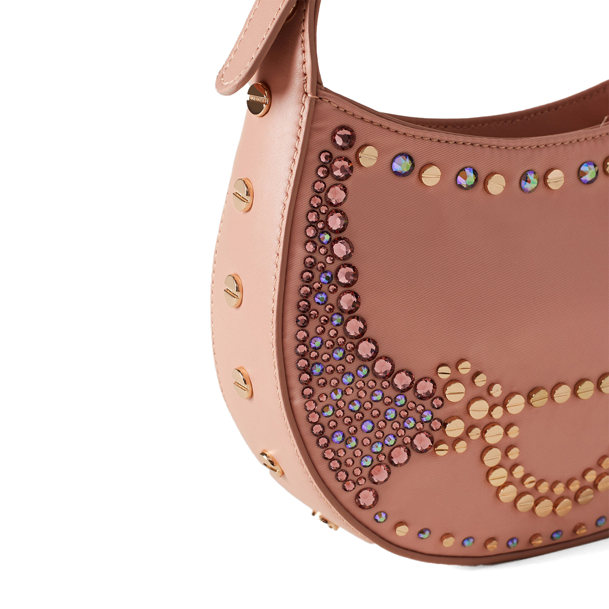 Borbonese Mini Hobo Bag 110 Swarovski Blush - 5