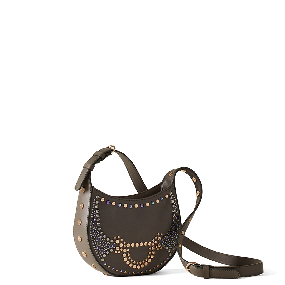 Borbonese Mini Hobo Bag 110 Swarovski Clay Grey - 4