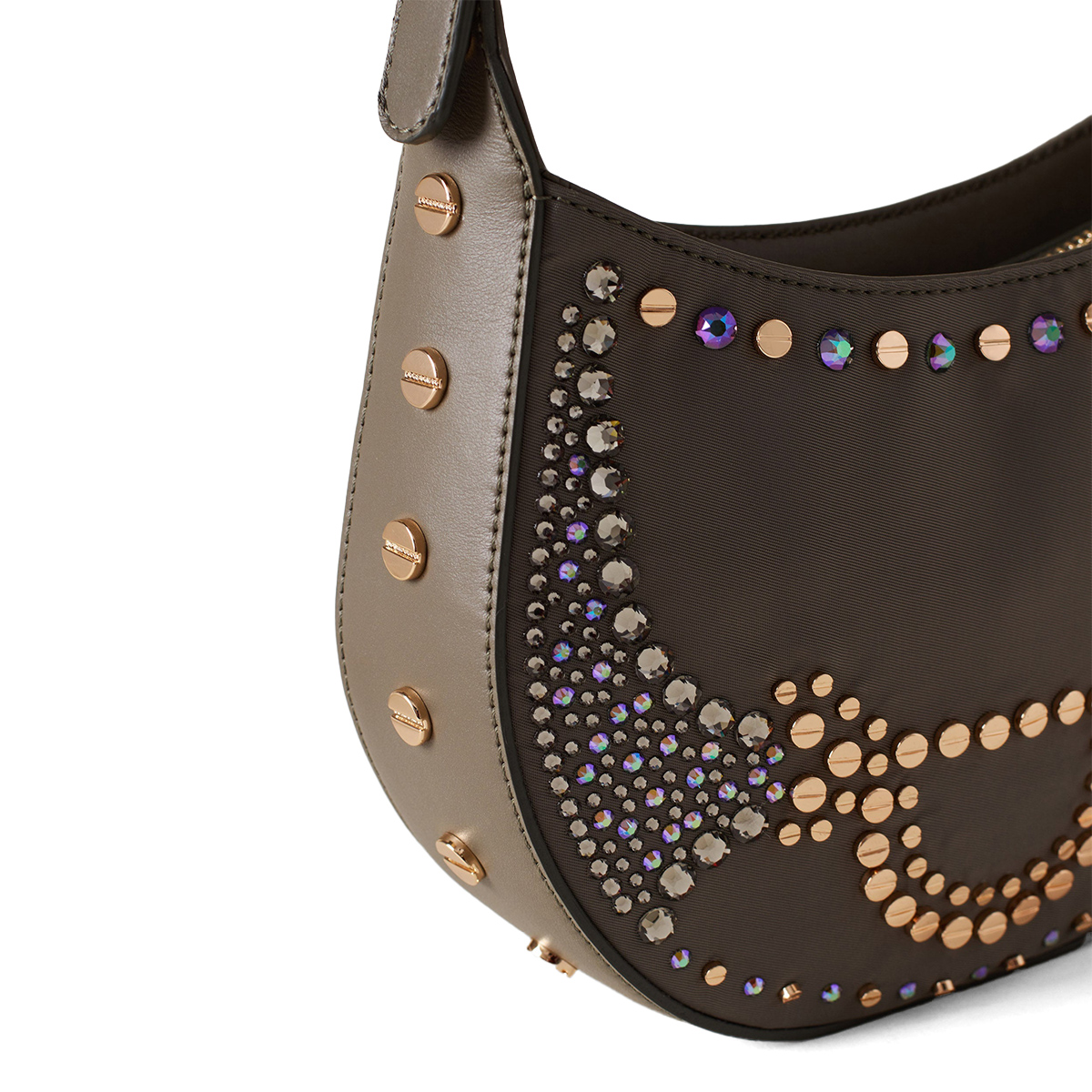 Borbonese Mini Hobo Bag 110 Swarovski Clay Grey - 5