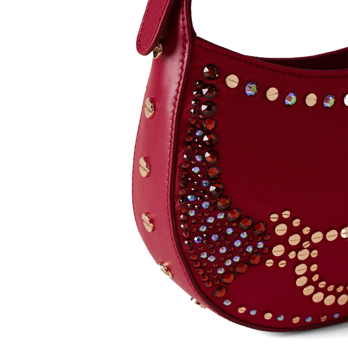 Borbonese Mini Hobo Bag 110 Swarovski Borgogna - 4