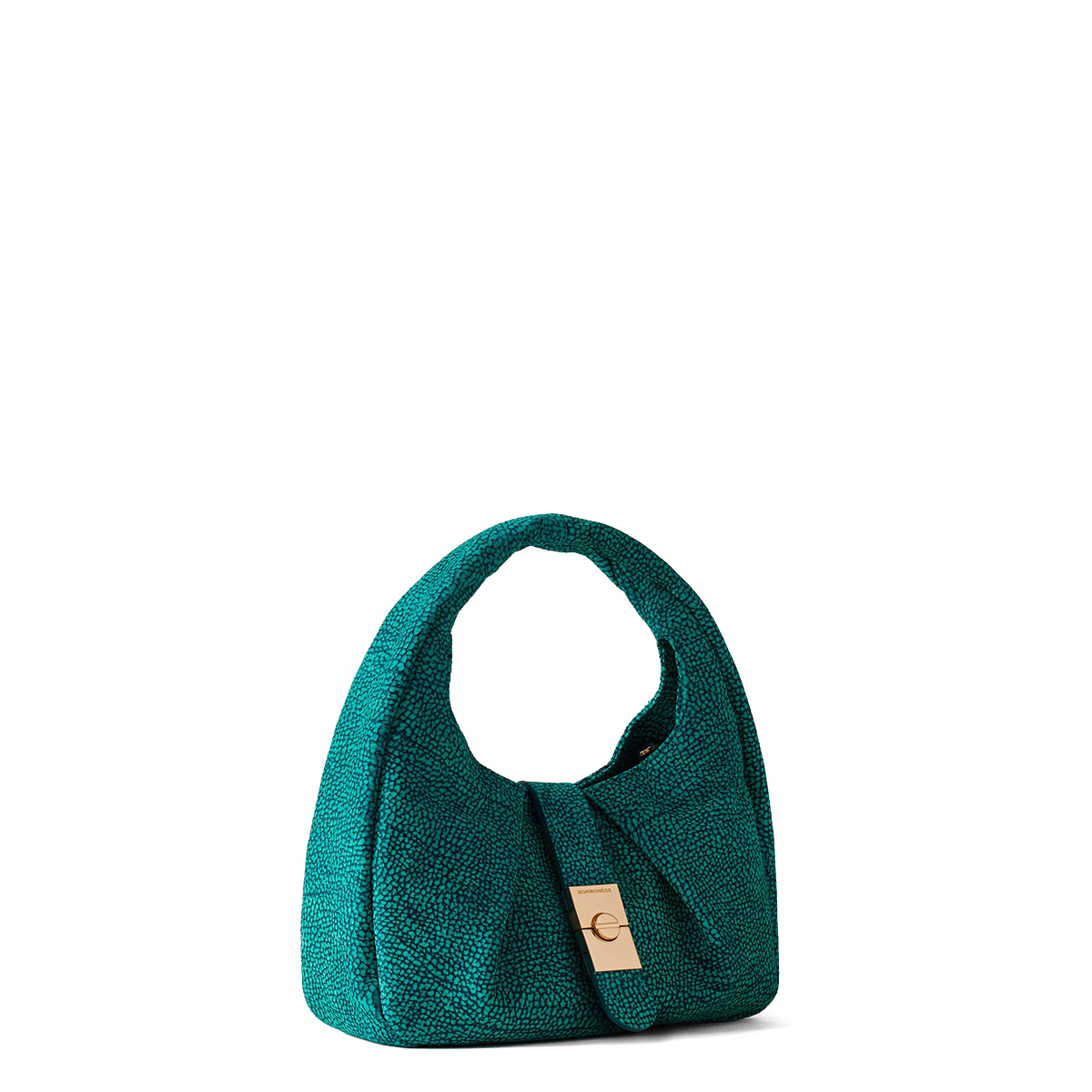 Borbonese Hobo Bag Cortina Small in Suede Peacock - 2