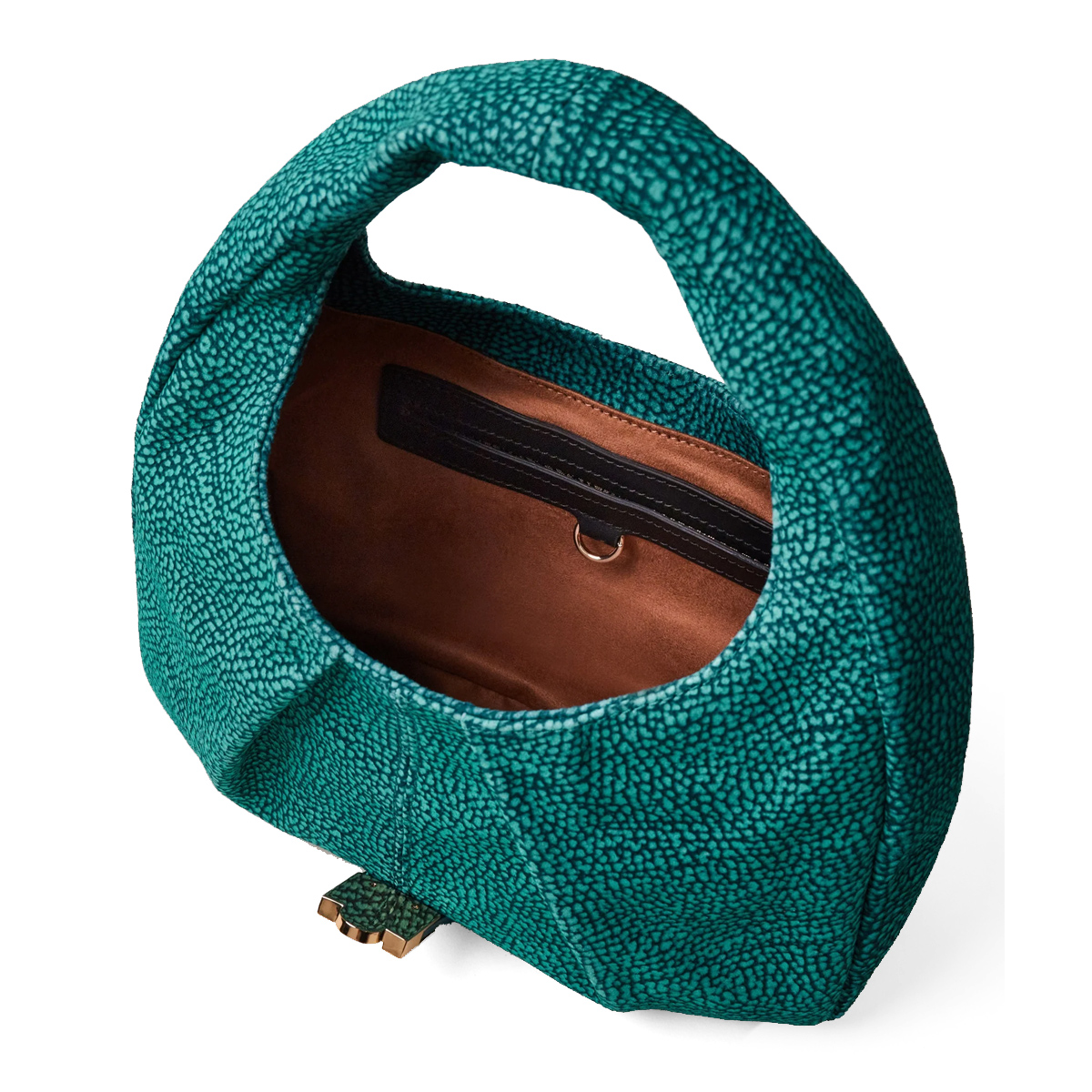 Borbonese Hobo Bag Cortina Small in Suede Peacock - 5