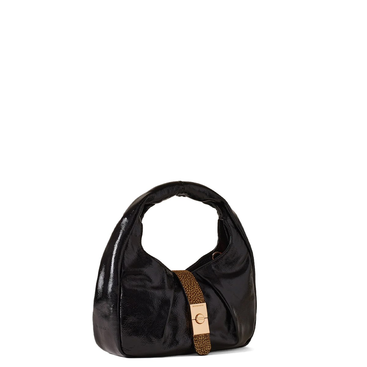 Borbonese Hobo Bag Cortina Small Nero OP Naturale - 2