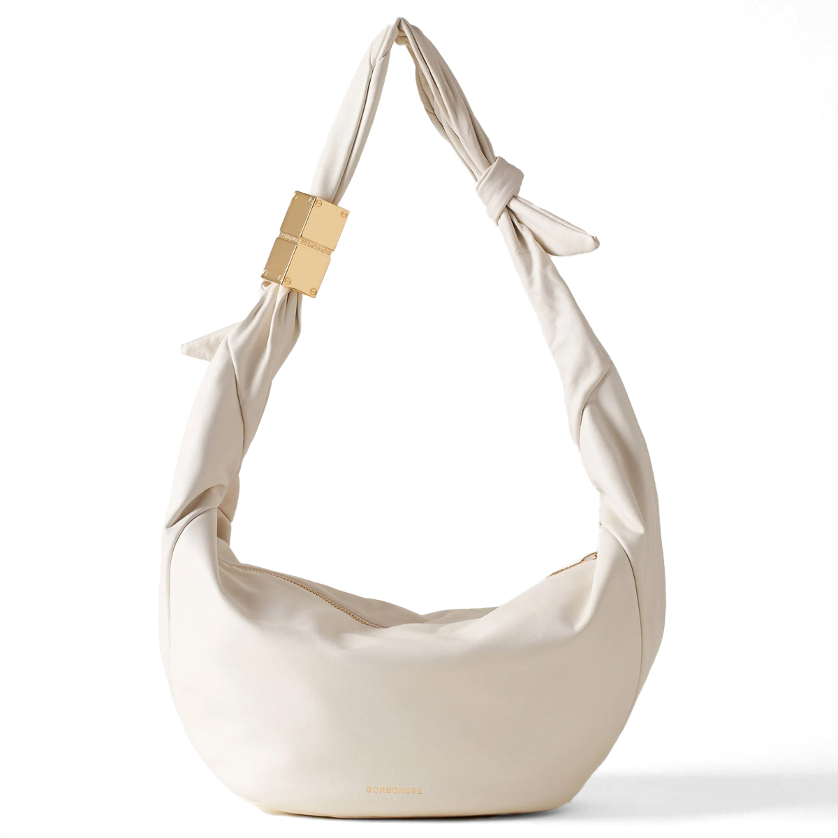 Borbonese Hobo Bag Domino Medium Chantilly Cream - 3