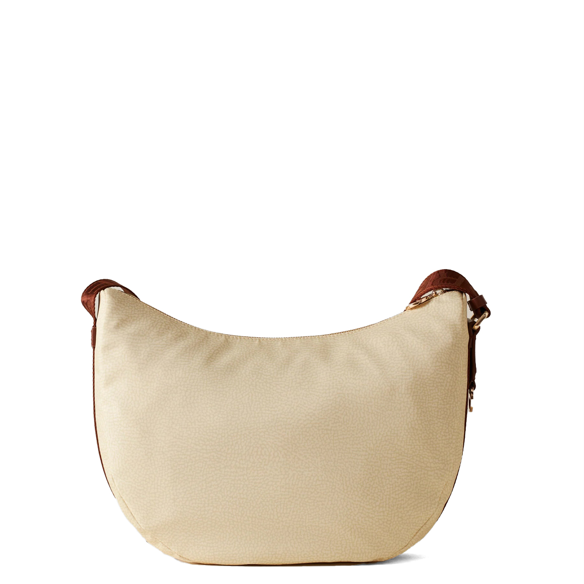 Borbonese Borsa Luna Bag Small con taschino in Nylon Riciclato Camomilla Cuoio - 3