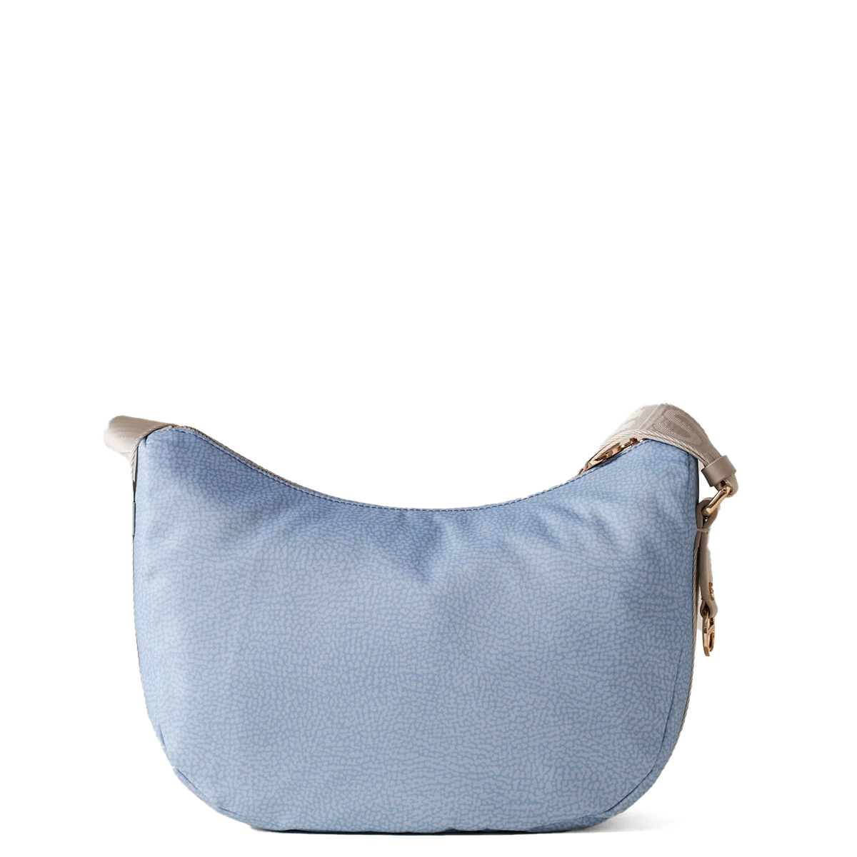 Borbonese Borsa Luna Bag Small con taschino in Nylon Riciclato Topazio Grigio Chiaro - 3