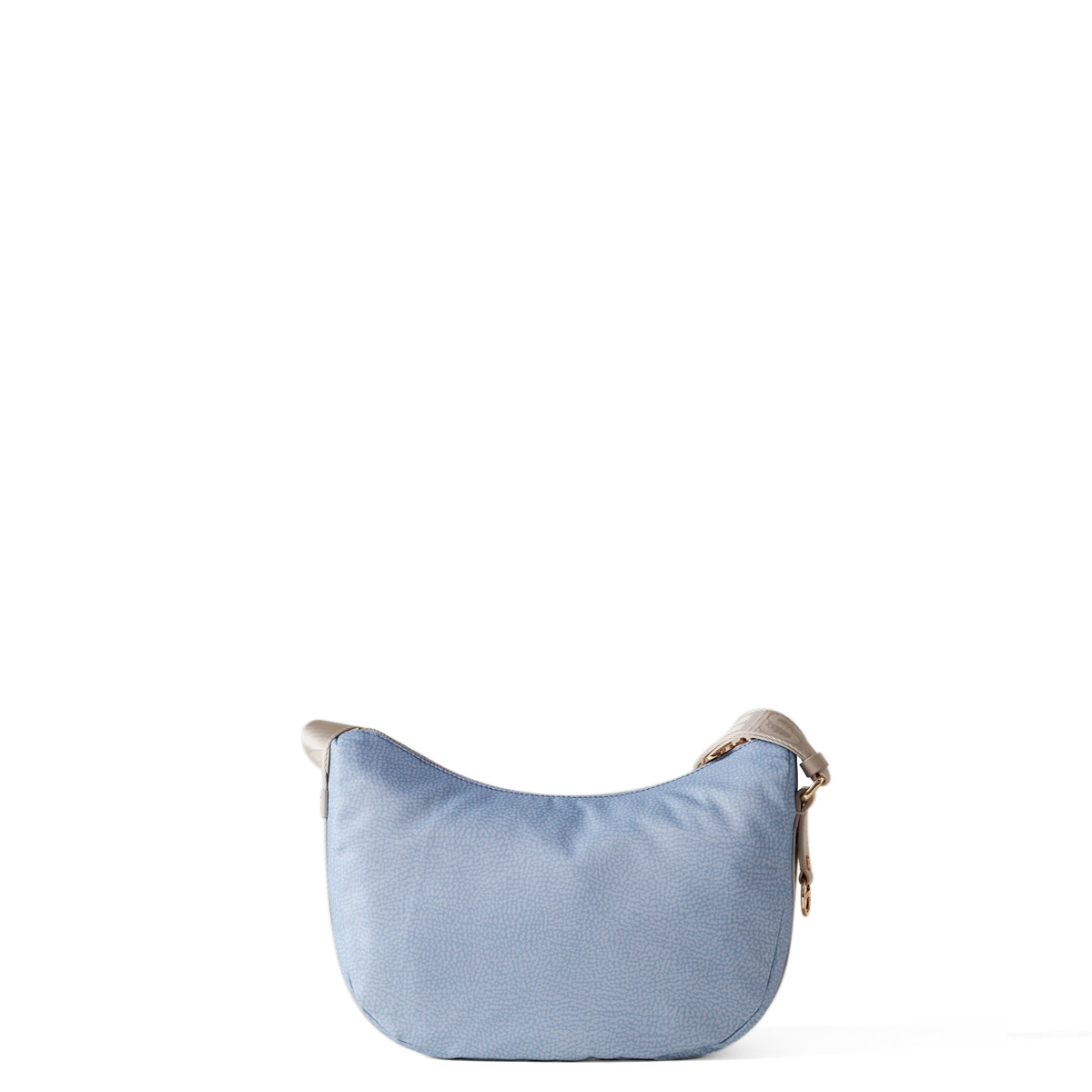 Borbonese Mini Borsa Luna Bag con taschino in Nylon Riciclato Topazio Grigio Chiaro - 3