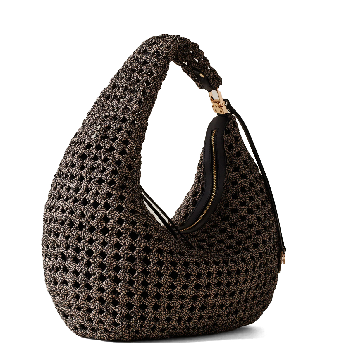 Borbonese Hobo Bag La Nido Medium OP Naturale Nero - 2