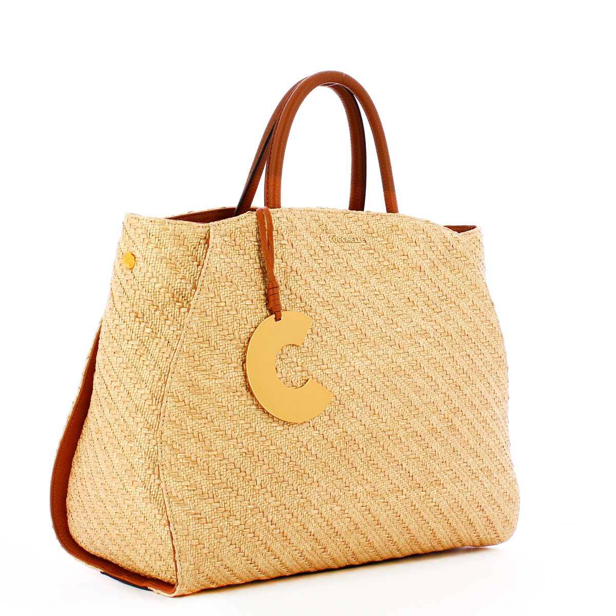 Coccinelle Borsa a mano Concrete in Raffia Natural Caramel - 2