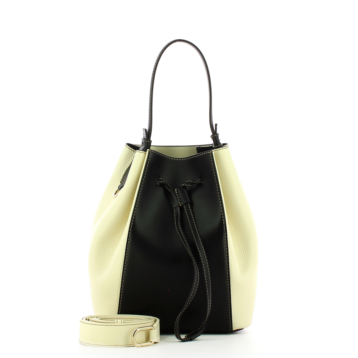 Furla Secchiello Miastella S Nero White Cotton - 4