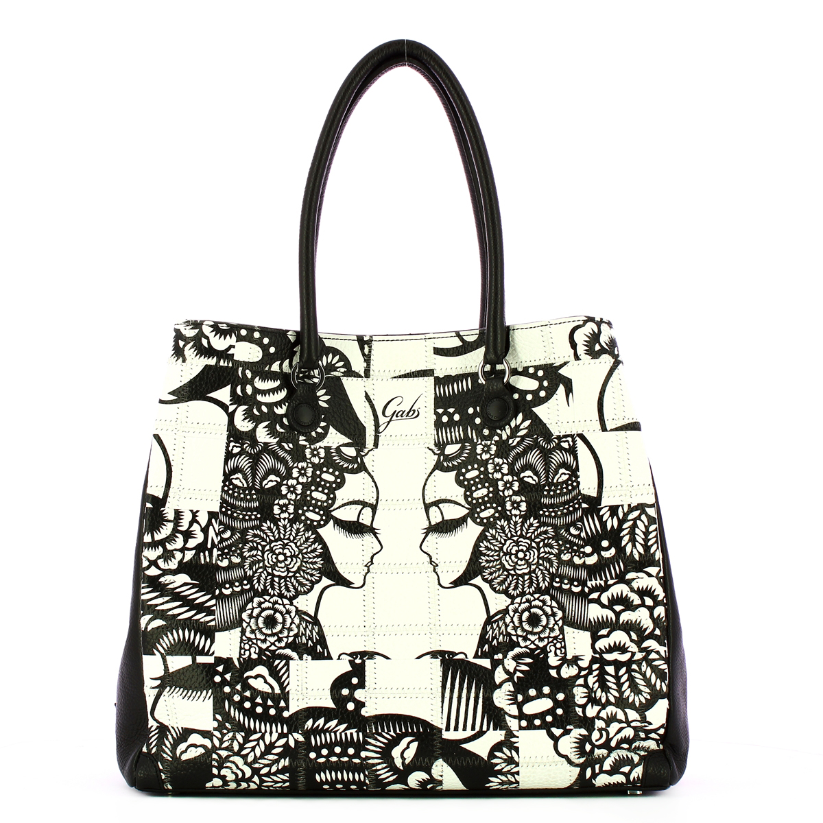 Gabs Borsa Jessica L Trip Patchwork Profili Bianco Neri - 5