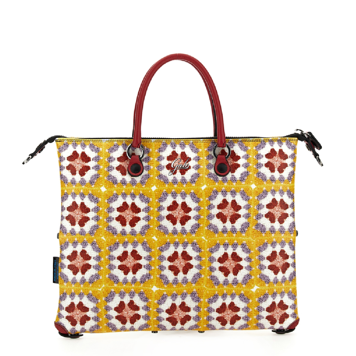 Gabs Borsa G3 Plus M Granny Square Giallo Viola Bianco Rosso - 3