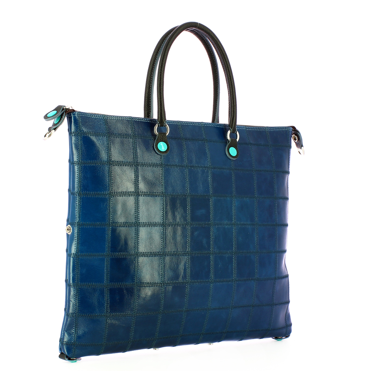 Gabs Borsa G43 L Patchwork in pelle lucida Bluette - 2