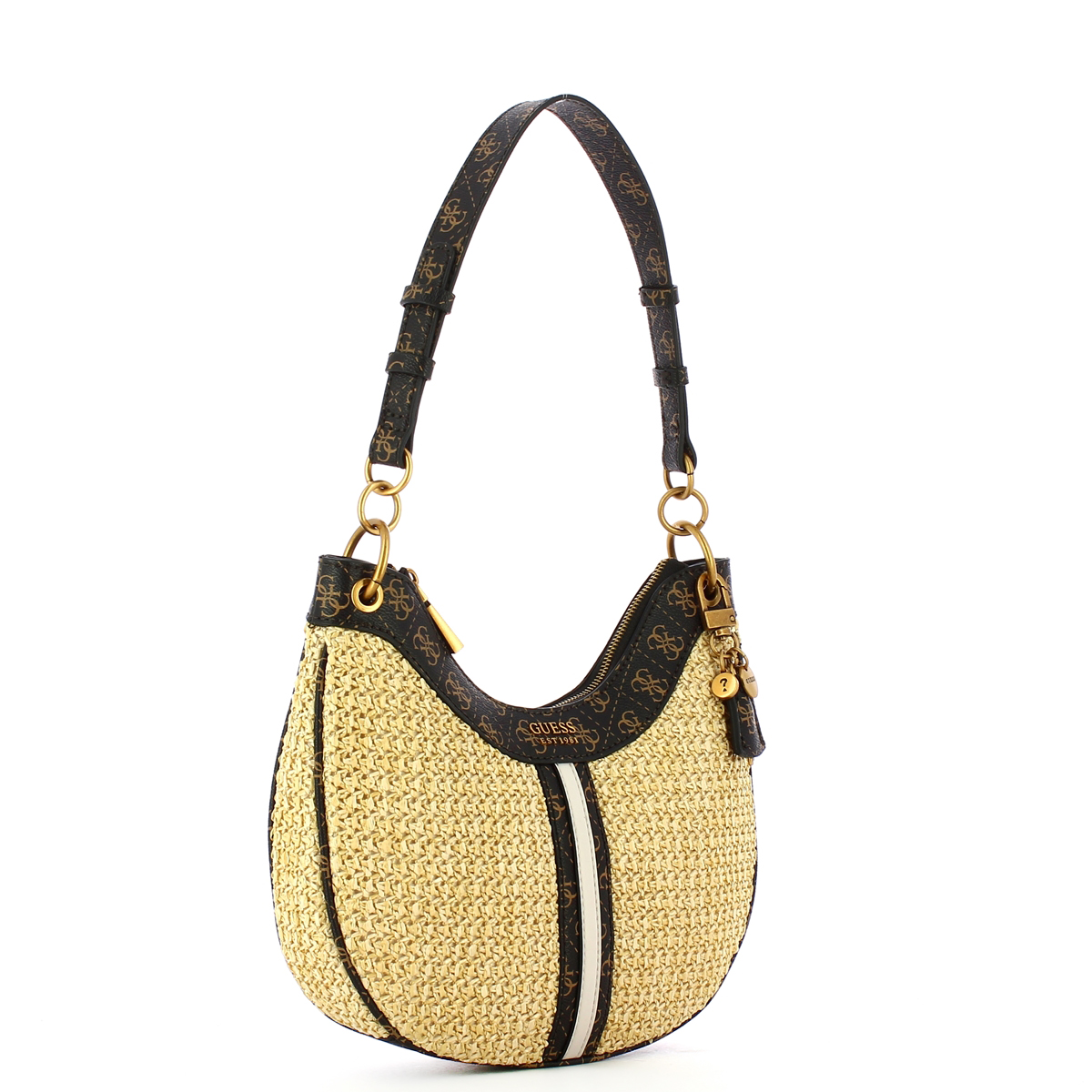 Guess Hobo Bag Kasinta Raffia Brown Logo Multi - 2