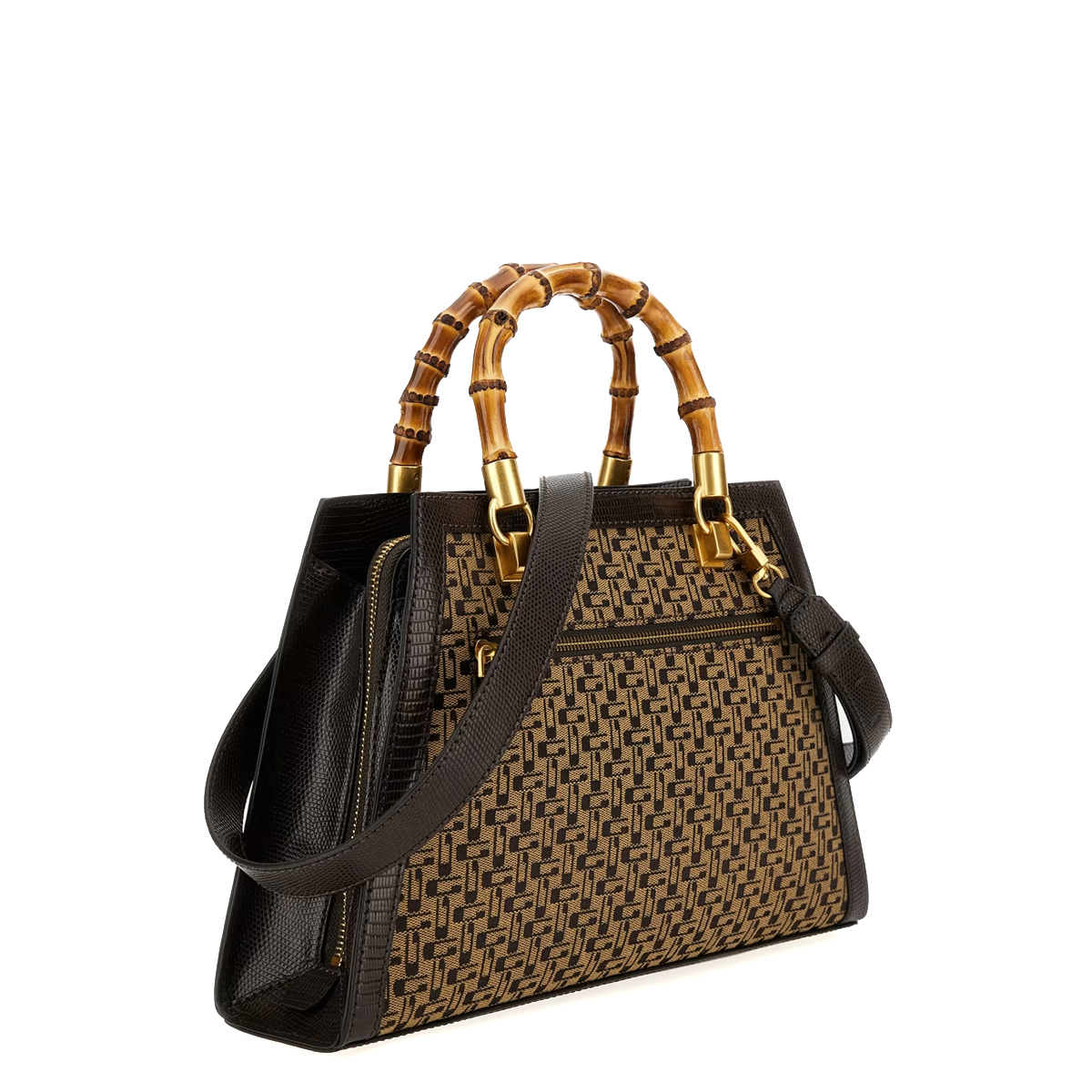 Guess Borsa a mano Stephi Bamboo Brown Logo - 2