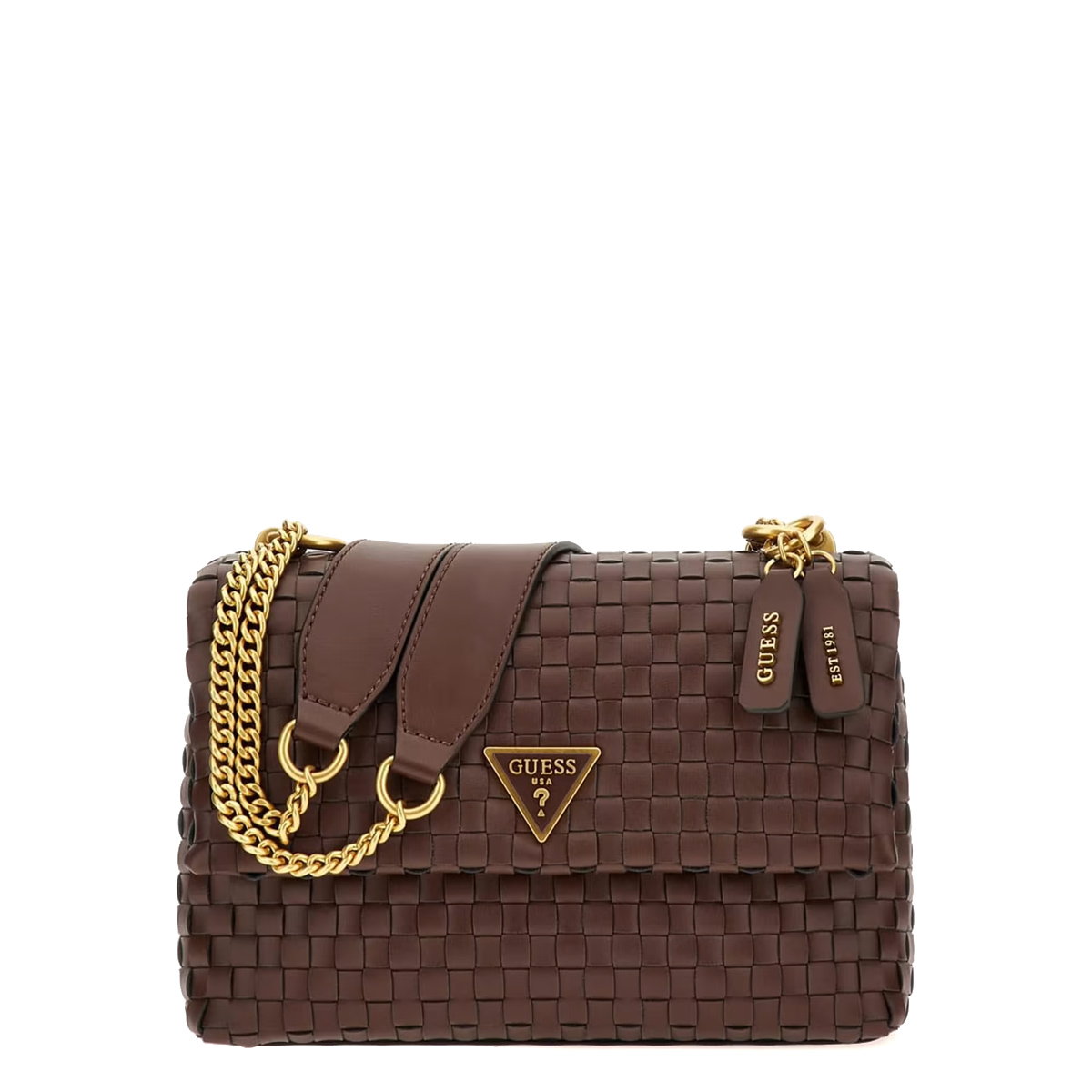 Guess Borsa a spalla Lisbet intrecciata Mahogany - 1