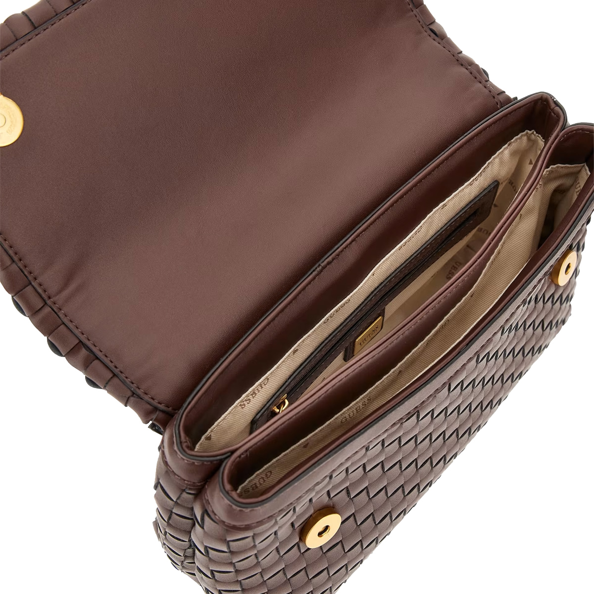 Guess Borsa a spalla Lisbet intrecciata Mahogany - 3