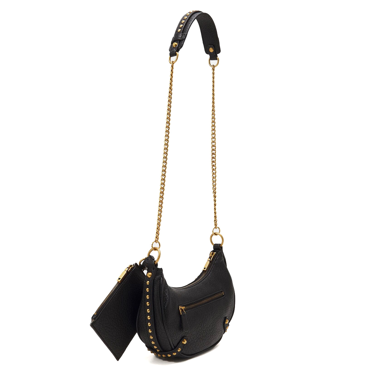 Guess Borsa a tracolla a mezzaluna Clelia con borchie Black - 2