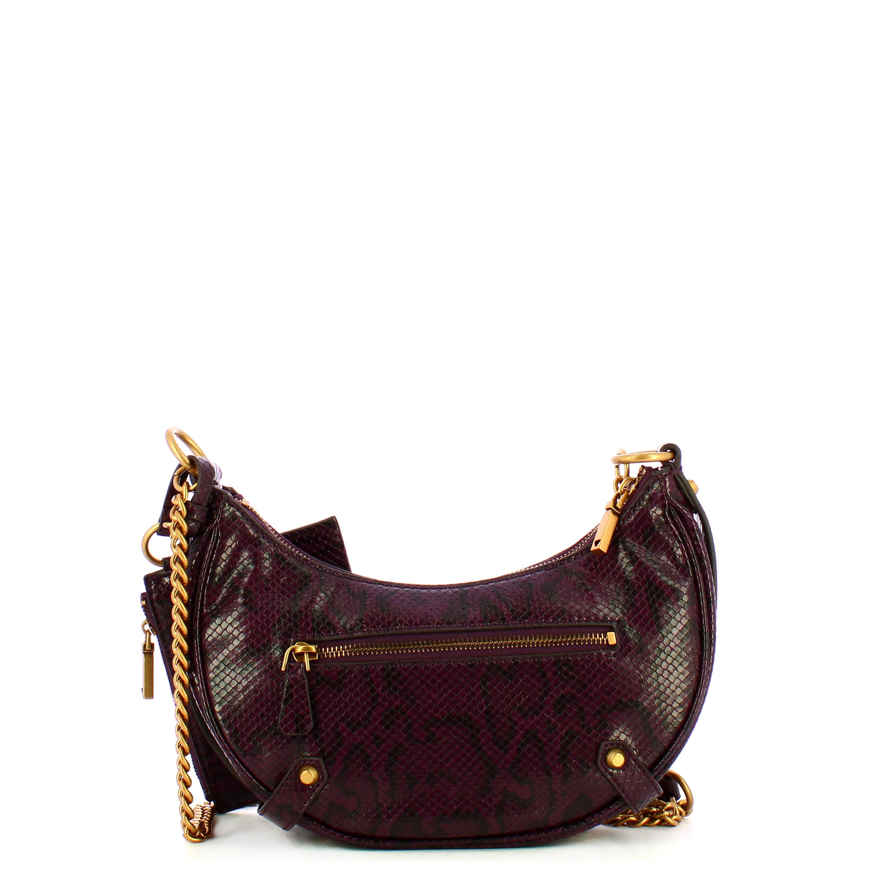 Guess Borsa a tracolla a mezzaluna Clelia stampa pitone Plum - 3