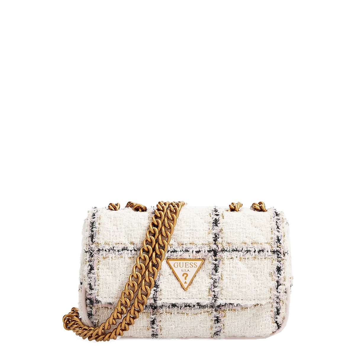 Guess Mini Borsa a tracolla Cessily Tweed White Multi - 1